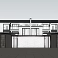 Modern Semi Detached Villa Exterior With White Walls Large Windows And Front Entrance