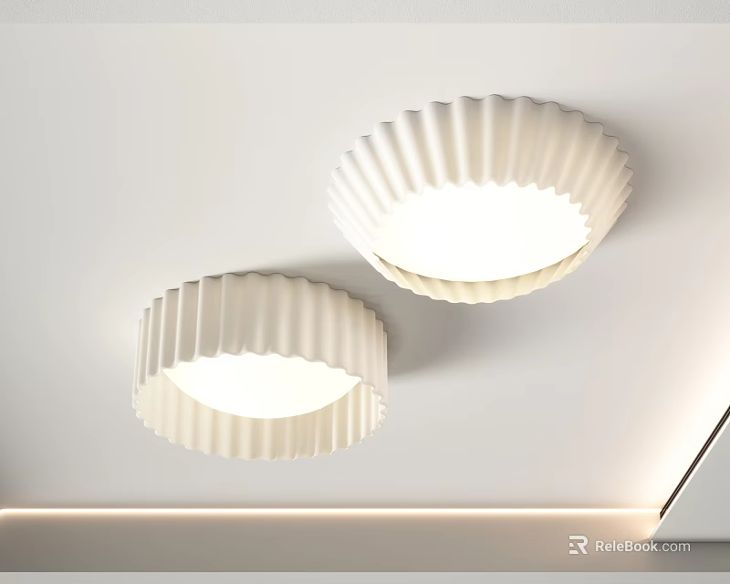 Modern White Pleated Design Ceiling Lights For Home Interior Illumination 3d model