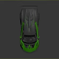 Green Supercar With Sleek Aerodynamic Design Black Roof And Rear Spoiler