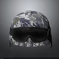 Camouflage Pattern Tactical Helmet With Black Protective Goggles And Secure Fit Design 3d model