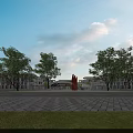 Modern Multi Story School Building With Front Lawn Sculpture And Spacious Plaza