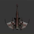 Flying Fantasy Mythical Creature 3D Model With Glowing Red Scales And Wings