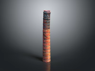 Tall Decorative Vertical Striped Red And Black Household Item Design 3d model