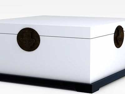 Tech Exhibition Hall Display Cabinet With White Body Copper Decorations And Black Base 3d model