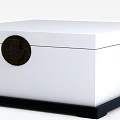 Tech Exhibition Hall Display Cabinet With White Body Copper Decorations And Black Base