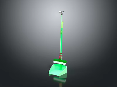 Green Broom With Ergonomic Handle And Durable Bristles For Home Cleaning 3d model