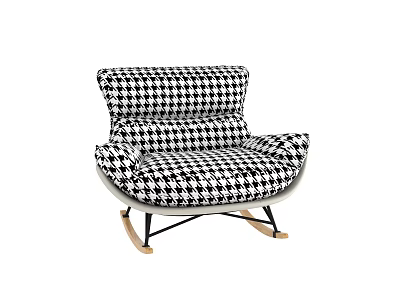 Black and White Houndstooth Accent Chair with Modern Rocking Design and Padded Seat Backrest 3d model