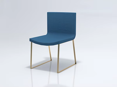 Blue Upholstered Accent Chair With Modern Minimalist Design And Gold Metal Legs 3d model
