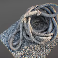 Coiled Thick Gray Woven Rope As Essential Practical Household Living Item