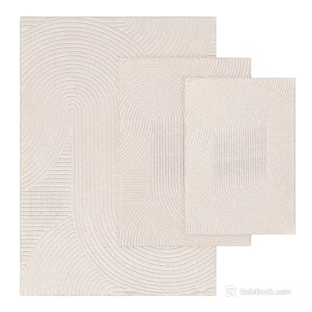 Square Rugs In Multiple Sizes Featuring Neutral Tones And Wavy Patterns For Modern Home 3d model