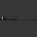 Black Tactical Flashlight With Durable Design Metal Band Lanyard And Textured Surface