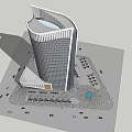 Modern High Rise Hotel Building With Glass Curtain Wall And Unique Tower Design