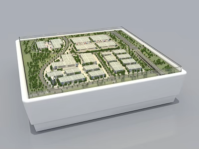Modern Sales Office Building Model With Residential Complex Greenery And Roads 3d model
