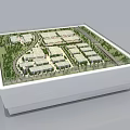 Modern Sales Office Building Model With Residential Complex Greenery And Roads