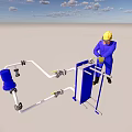 Installation layout of heat exchanger and pump 3d model