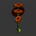 Vibrant Cartoon Scene With Red Flowers Green Curved Stems And Yellow Stamens