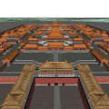 Traditional Ancient Architecture Complex With Yellow Tiled Roofs Red Walls And Symmetric Courtyards