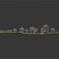 Domed Towers of Various Sizes Standing on Green Grassland With Small Structures