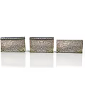 Wood Stone Boxes With Metal Trim Edges Three Pieces Arranged Side By Side White Background