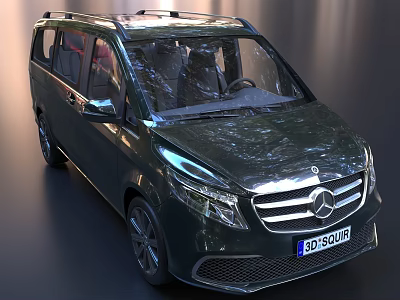 Mercedes Benz Dark Green Metallic Minivan With Sleek Front Grille And Modern Design 3d model