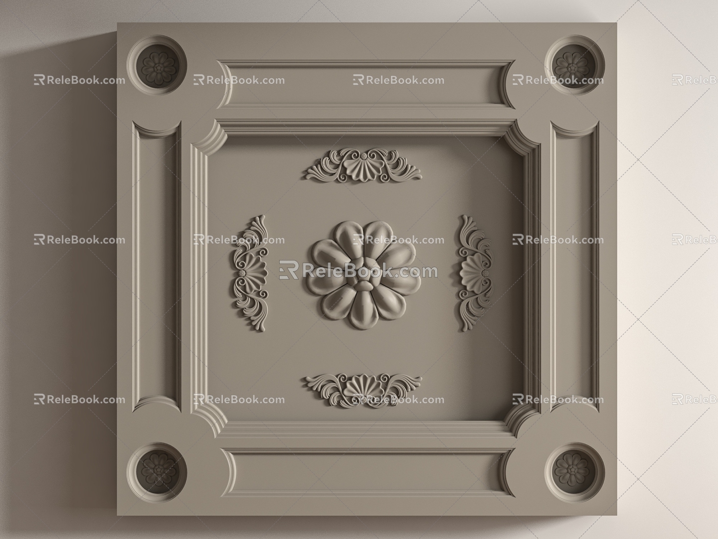 French Gypsum Carved Ceiling Ceiling Ceiling Light Plate Corner Angle Gypsum 3d model