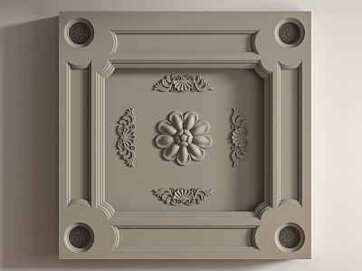 French Gypsum Carved Ceiling Light Plate Corner Angle Gypsum 3d model