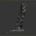 Wooden Stump Decorative Piece With Natural Stone Base And Textured Surface