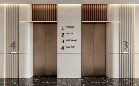 modern elevator hall 3d model