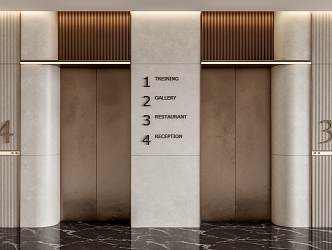 modern elevator hall 3d model