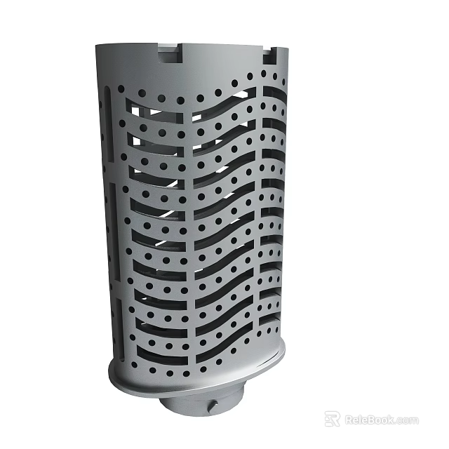 Modern Gray Cylindrical Decorative Item With Wave Pattern Hollow Structure 3d model 