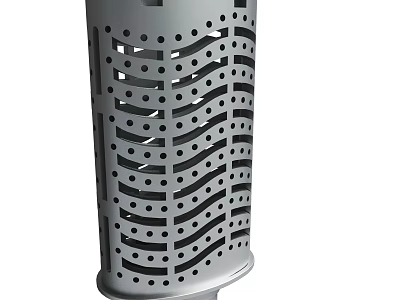 Modern Gray Cylindrical Decorative Item With Wave Pattern Hollow Structure 3d model