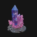 Purple Crystal Cluster With Sharp Edges Vibrant Hue And Rock Base 3d model