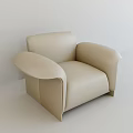Beige Leather Single Sofa With Modern Design Comfortable Armrest And Soft Cushion 3d model