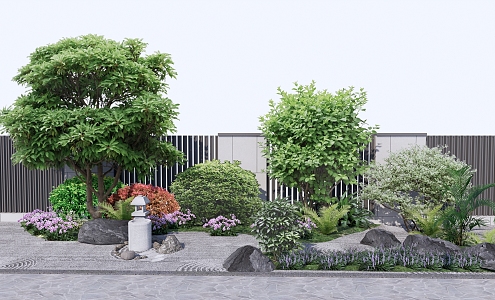 Modern shrubs, trees and shrubs, combinations, flower border, flowers and plants 3d model