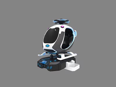 Sphere Shaped Smart Robot Device With Black White Blue Accents Screen And Stand 3d model