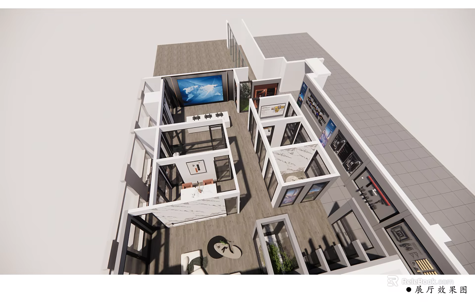 Top View Of Modern House Interior Design With Room Layout And Furniture 3d model 