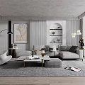 Quiet Sofa Tea Table Combination Sofa Coffee Table 3d model
