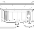 Modern Executive Office Interior Featuring Wooden Desk Computer Chairs Black Sofa And Large Windows