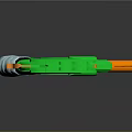 Building Blocks Toy Gun Model With Green Orange Parts Black Pattern And White Grip