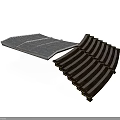 Architectural Roof Tile 3D Model With Curved Dark And Gray Arranged Slabs