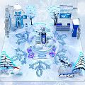 Fast-selling beer ice and snow festival Christmas roadshow pop-up shop Meichen crystal ball snow tree ice block photo clock-in area game interaction area 3d model