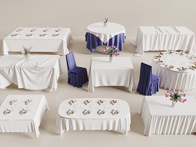 Modern Tablecloth Banquet Tablecloth Fabric Banquet Dining Chair Tableware 3d model