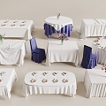 Modern Tablecloth Banquet Tablecloth Fabric Banquet Dining Chair Tableware 3d model