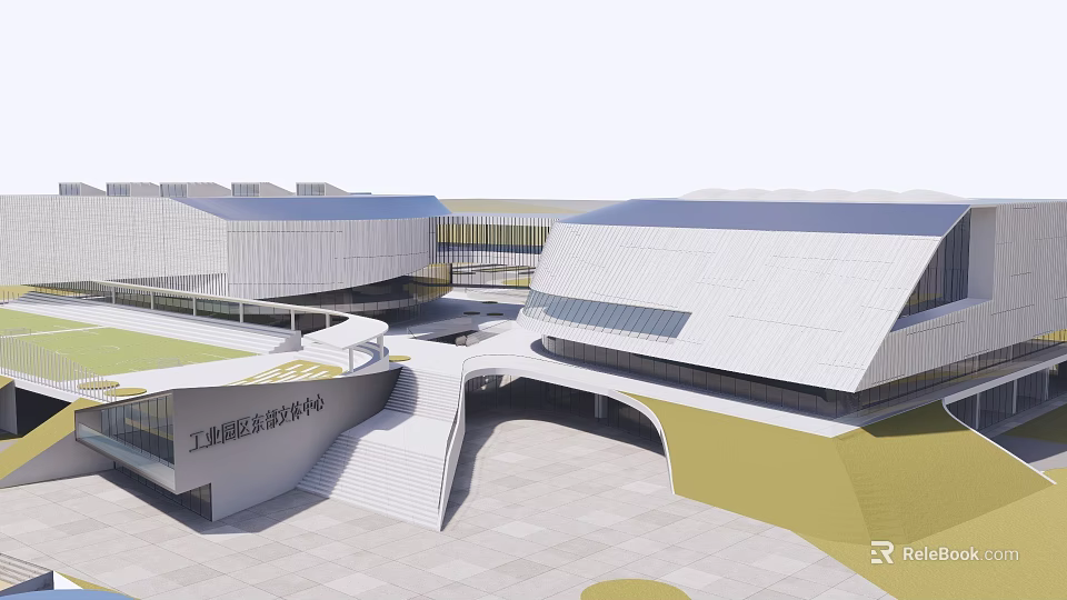 Modern Health Emergency Rescue Center Building With Contemporary Architectural Design And Spacious Courtyard 3d model 
