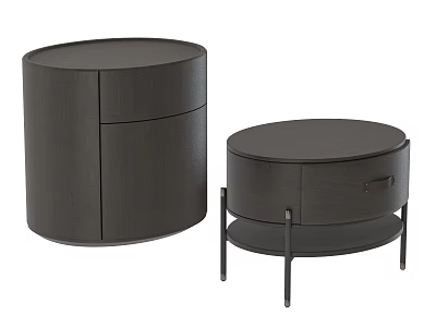 Modern Wooden Bedside Tables With Storage Drawers And Metal Legs Design 3d model
