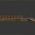 Industrial Platform Structure With Orange Surfaces Yellow H Markings Railings Lamp Posts And Walkway
