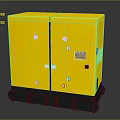 Modern Yellow Cabinet With Double Doors White Buttons Small Display And Black Base 3d model