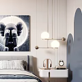 Stylish Modern Children's Bedroom Interior With Blue Walls Cozy Bed And Decorative Rug