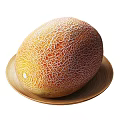 Fresh Ripe Cantaloupe Fruits on Wooden Plates with Netted Skin Texture