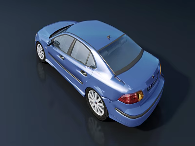 Blue Sedan Car With Streamlined Design Rear View Shiny Wheels And Reflective Surface 3d model